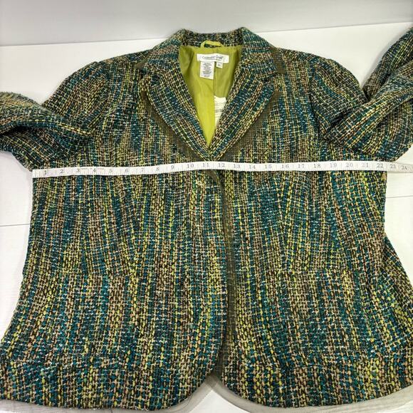 NWT Coldwater Creek Green Tweed Boucle’ Blazer Jacket Size XL - Picture 5 of 9